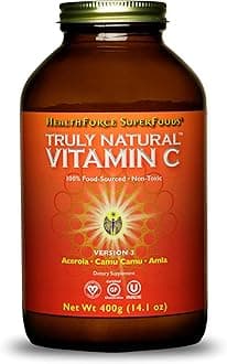 HEALTHFORCE SUPERFOODS Truly Natural Vitamin C - Immune Support Supplement with Camu Camu Berry - Vitamin C Supplement for Immune Health - Vegan, Non-GMO - 400 Grams, 67 Servings