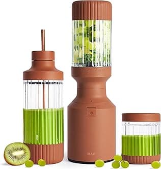 Mighty 850 Plus | Premium Compact Personal Blender | Smoothies, Shakes, Dressings, Sauces | Blends Ice and Frozen Fruit | New XL Vessel | Extra Vessels, Lids and Straws | 850W (Terra)