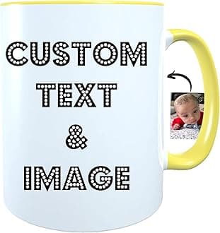 Personalized Photo Mug 11oz on Both Side Custom Mug with Picture Logo Text Personalized Coffee Mug Customized Gifts for Birthday Mother’s Day Housewarming Custom Coffee Mug Taza Personalizadas (Gold)