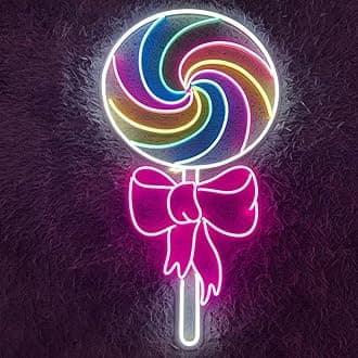 Lollipop Neon Sign 18 inches Led Sweet Lollipop Light Up Signs Wall Decor for Home Bedroom Candy Store Bar Club Party Decorations