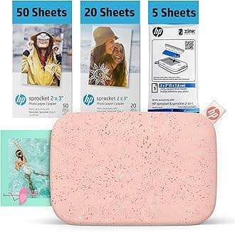 Sprocket 2x3 Instant Smartphone Photo Printer 75 Sheets Bundle - Bluetooth Portable Color Wireless Mobile Printer (Pink) Zink Sticky-Back Photos