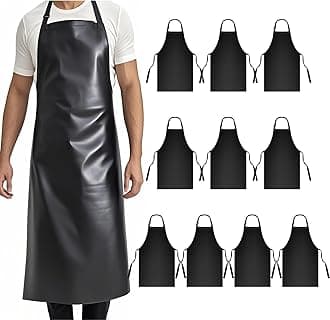 GoldPig 10 Pack Waterproof Apron Rubber Vinyl Heavy Duty Aprons for Adults - Chemical Resistant Adjustable Bib 40" Extra Long Industrial Work Apron for Grilling Dishwashing Lab Kitchen Butcher