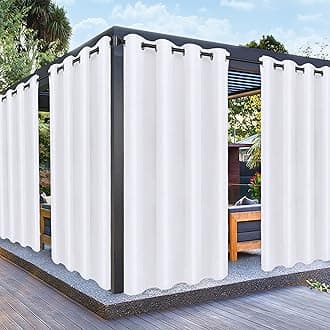 PureFit Outdoor Curtains for Patio Waterproof Weatherproof, UV Resistant Outside Curtains for Gazebo, Front Porch, Pergola, Sun Blocking Privacy Curtain, 52W x 108L inch, 1 Panel, White