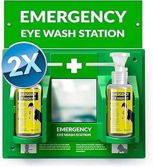 Wall Mountable Emergency Eye Wash Station OSHA Approved 2x16oz Empty Bottles
