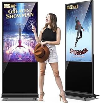 55 Inch Digital Signage Display, LCD Screen Digital Kiosks & Interactive Displays 4K Totem Floor Standing Auto AD Player with USB/HDMI/WiFi Android OS