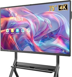 Smart Board Touchscreen 4K Interactive Whiteboard, 8GB RAM, 128GB ROM, Built-in Ultra HD Camera, Microphone, Support WIFI, Bluetooth, HDMI (75 Inch)
