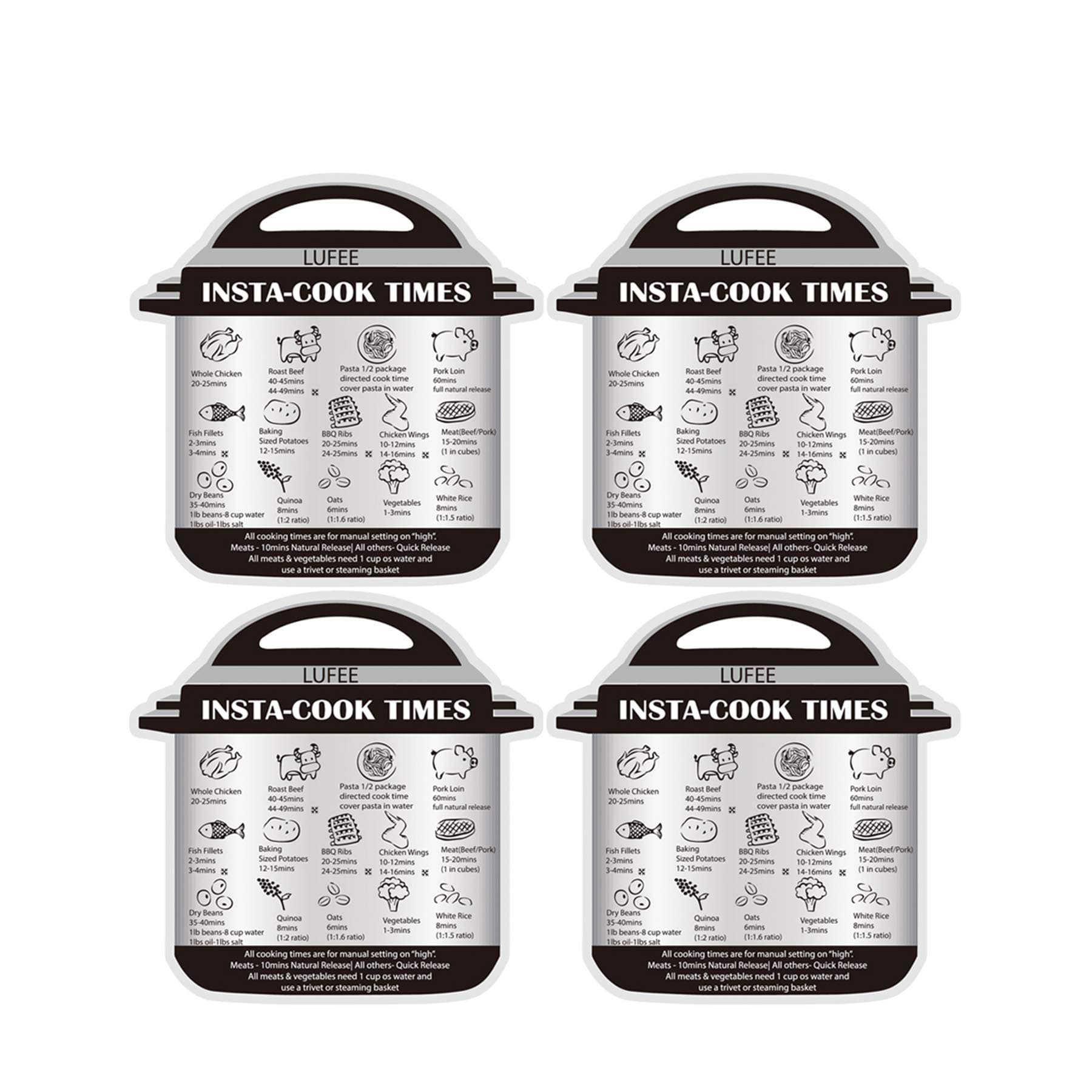 Magnetic Cheat Sheet for Instant Pot 4 pcs Cooking Time Tables for 14 Common Prep Food Food Images Cooking Sheet (4)