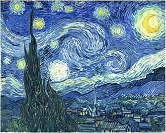 Stamped Cross Stitch Kits - Starry Night of Van Gogh Embroidery Kits for Beginners Adults,11 CT Patterns Dimensions Counted Cross Stitch Kits Arts Craft Kits 12 x 16inch