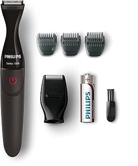 Philips Multigroom Series 1000 Ultra Precise Beard Styler, DualCut Precision Trimmer, Detail Shaver Attachment, Fully Washable, AA Battery, 3 Precision Combs – MG1100/16