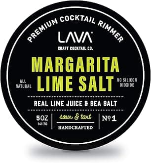 Premium Margarita Lime Sea Salt Cocktail Rimmer, All Natural Margarita Rimmer Sea Salt Rocks, Real Lime, Tart & Sour, No Silicon Dioxide, with Easy Screw-On Lid - 6oz