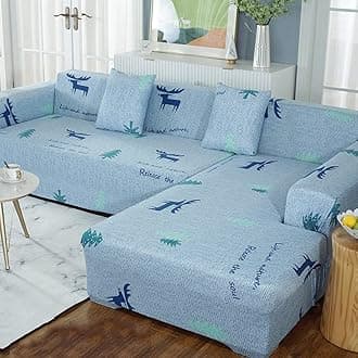1 pcs Sectional Couch Covers, Printed L-Shaped , Stretch Couch Slipcovers for Sectional Sofa,Suitable for Combined Chaise Longue Cover (Pattern XILU,2 seat )