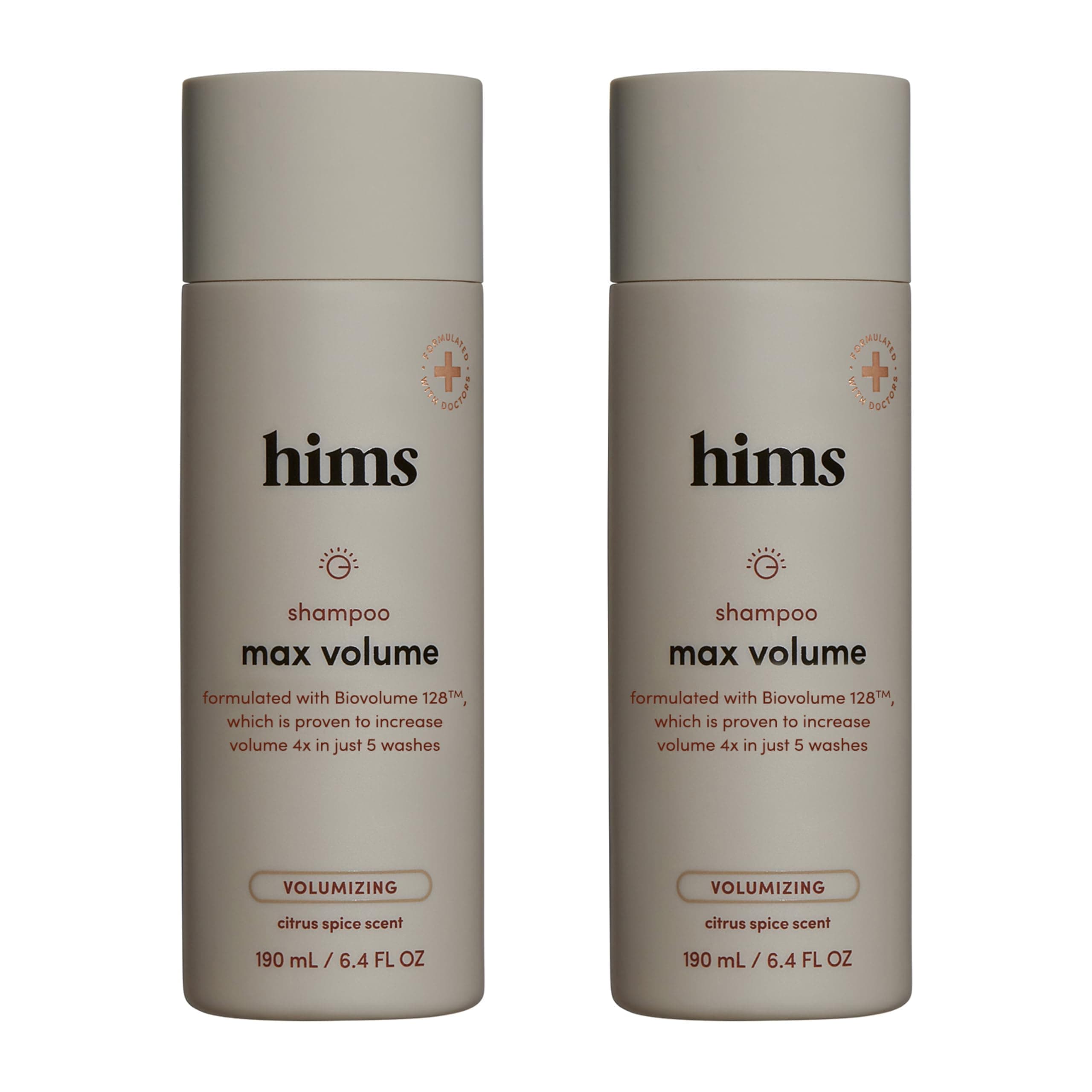 Max Volume Shampoo 2 Pack - Volumizing Shampoo for Men - Citrus Spice - Men's Natural Shampoo Adds Volume, Shine Bounce - 2 x 6.4 fl oz Bottles