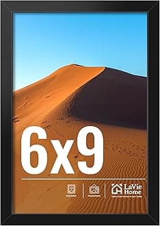 - LaVie Home 6x9 Picture Frame for Wall Display, 6x9 Black Picture Frame with HD Plexiglas, 6 x 9 Frame 1 Pack, Display Frame for Vertical or Horizontal, Classic Collection