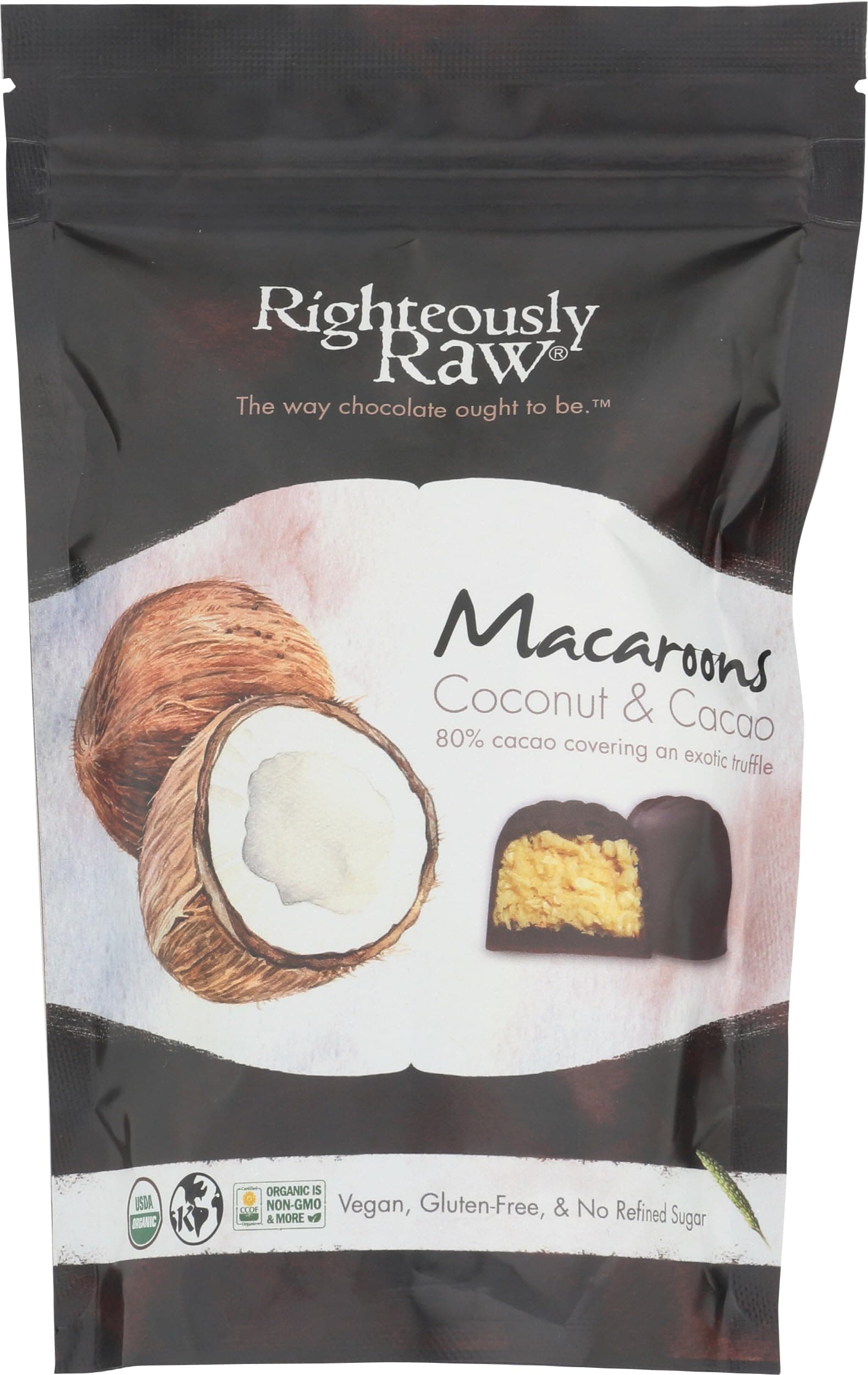 RIGHTEOUSLY RAW Organic Chocolate Covered Coconut Macaroon, 3.2 OZ