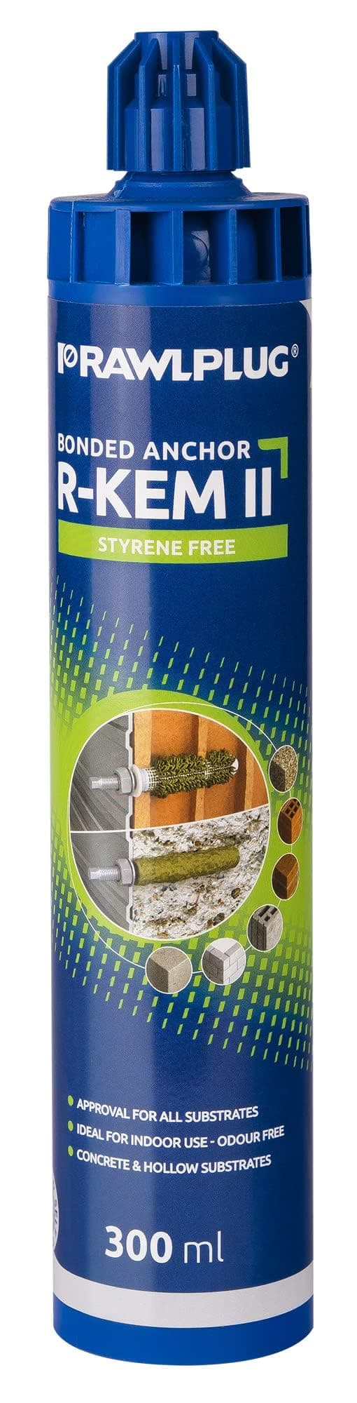 Rawlplug Fixing Kit with Polyester Resin, Threaded Rods for Concrete | Strong Chemical Anchor with 2 Mixer Nozzles for Standard Cartridge Gun | Styrene Free for Multiple Use, 300ml,R-KEM-II-300