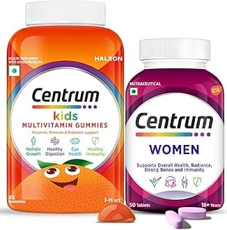 Multivitamin For Women with Biotin + Centrum Multivitamin for Kids|Pack of 50 Gummies