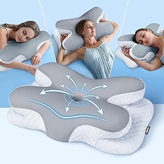 Osteo Enjoy Pain Relief Sleeping Cervical Neck Pillow, Ergonomic Contour Zoned Fits Side Sleeper, Non-Temperature Affected Memory Foam Pillows, Q-max Cooling Pillow Support Back Stomach Sleepers