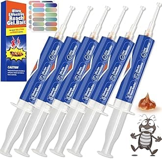 Roach Bait & Killer, 6 Pack Large Capacity Cockroach Gel Bait for Indoor Nest Elimination, Ready to Use, No-Mess Control Gel with Stickers, Ideal for Hidden Areas Household Pest Control(20g Each)