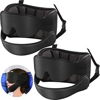 Airplane Pillow Combo with Chin Strap, Travel Pillows for Airplanes with Sleep Eye Mask, Plane Pillow for Long Flights, Car Road Trip, 360° Headrest, Stop Bobblehead, 2-pack