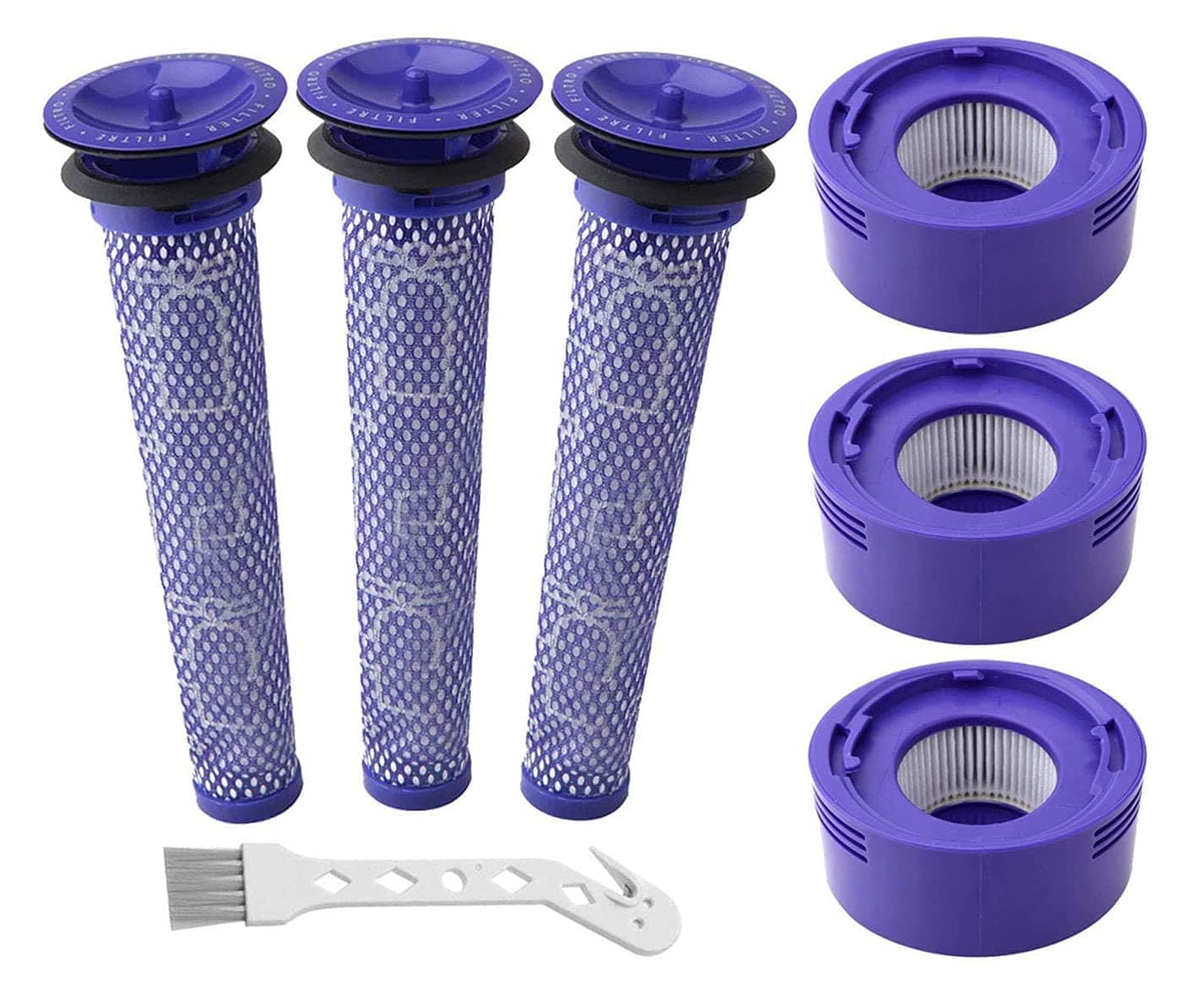 Wingsflying6 Pack Vacuum Filter Replacement Kit for Dyson V8+, V8, V7 Absolute Animal Motorhead Vacuums, 3 HEPA Post Filter, 3 Pre Filter, Replaces Part # 965661-01 & 967478-01