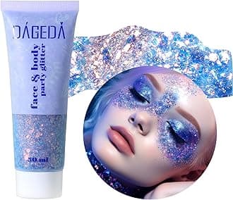 DAGEDA Body Glitter Gel, Face Glitters Body Gel Sequins Shimmer Liquid Eyeshadow, Chunky Glitter for Face Hair Nails, Holographic Cosmetic Laser Powder Festival Glitter Makeup 1.7oz (Mermaid)