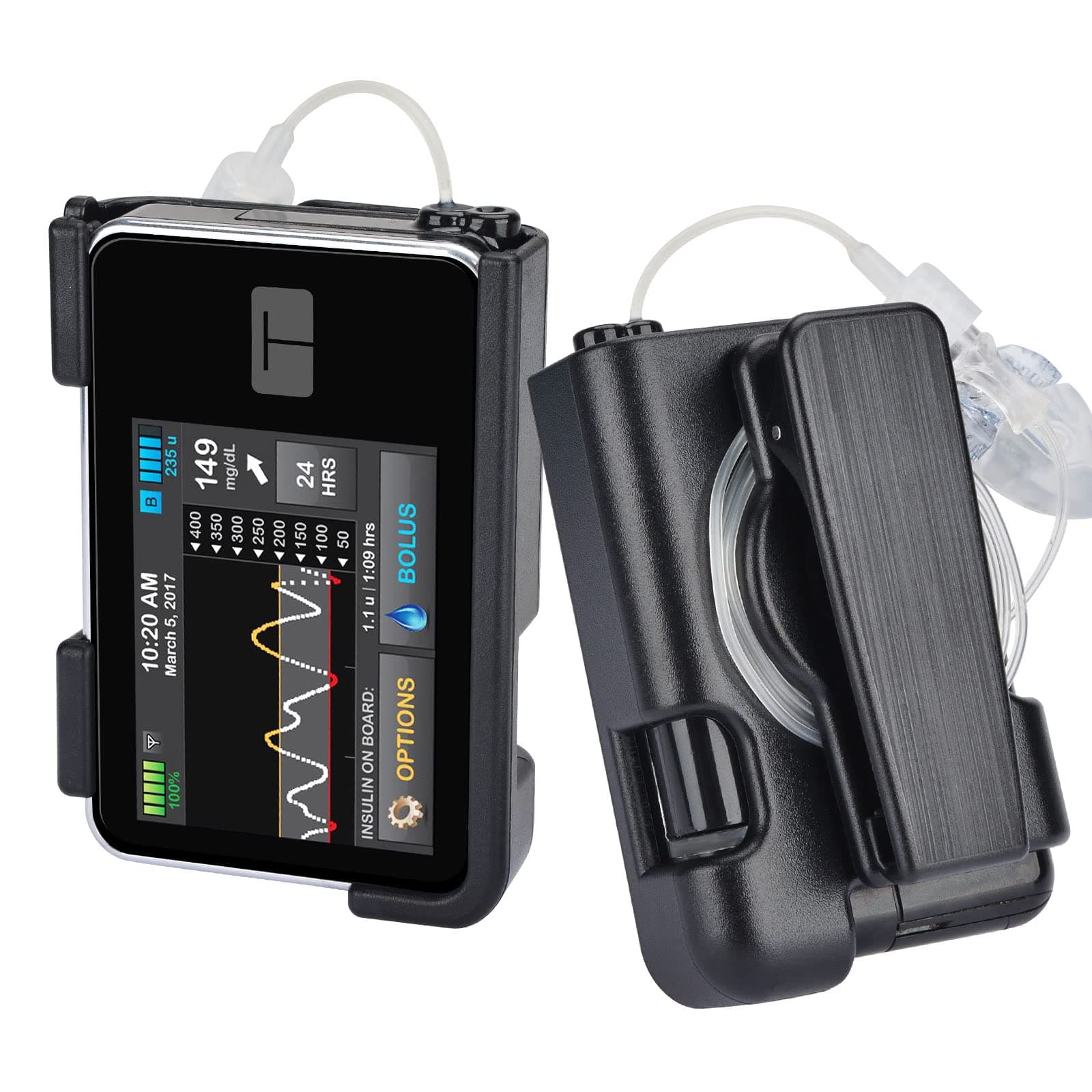 Tslim x2 Pump Case with 360 Rotatable Clip, Compatible with t:Slim, t:Slim G4 (Black)