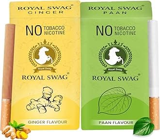 ROYAL SWAG Natural Herbal Ginger, PAAN Flavour (20 Sticks) 100% Tobacco-Free and Nicotine-Free Ayurvedic Herbs Clove, Tulsi, and More | Free From Additives and Chemicals