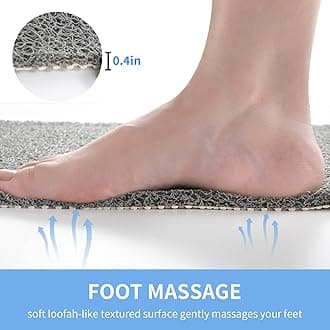 - Non-Slip Shower Mat Bathtub Mat for Bath Tub,Anti Slip Bath Tub Mat,Floor Mat,Soft PVC Loofah Bathroom Mats,Foot Scrubber Mat,Quick Drying Easy Cleaning Mats for Wet Areas（40 * 16 Grey）