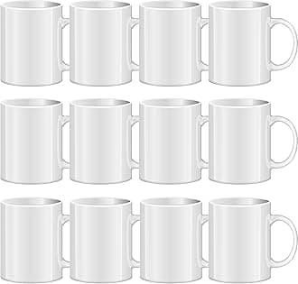 TANGLONG Sublimation Mugs Sublimation Mugs Blank Tazas Para Sublimacion White Ceramic Sublimation Cups Bulk Mugs for Coffee Tea Latte Hot Cocoa 11 oz Set of 12