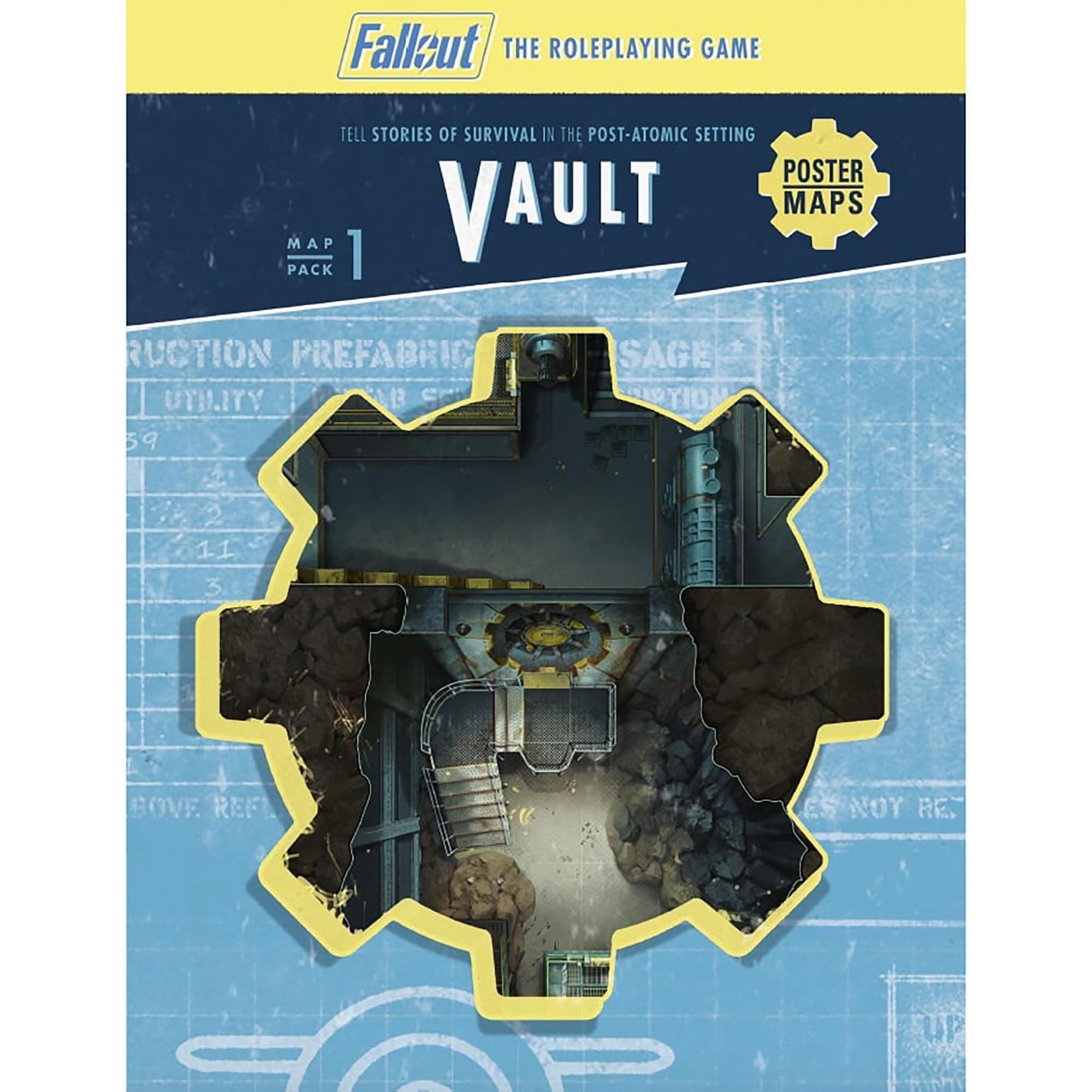 Modiphius Entertainment: Fallout: The Roleplaying Game - Map Pack 1: Vault - RPG Accessory, 32 Page Softcover Booklet & 4 Double-Sided Poster Maps