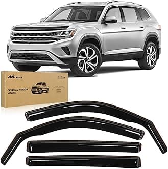Nilight Vent Window Visors for Volkswagen (VW) Atlas 2018 2019 2020 2021 2022 2023 2024 2025, in-Channel Rain Guards, Original Window Deflectors-4PCS