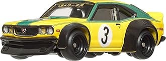 Premium Car Culture Mazda RX-3 Die-Cast Model, Yellow Racing Car No. 3, Real Riders Series, 5/5, Metal/Metal