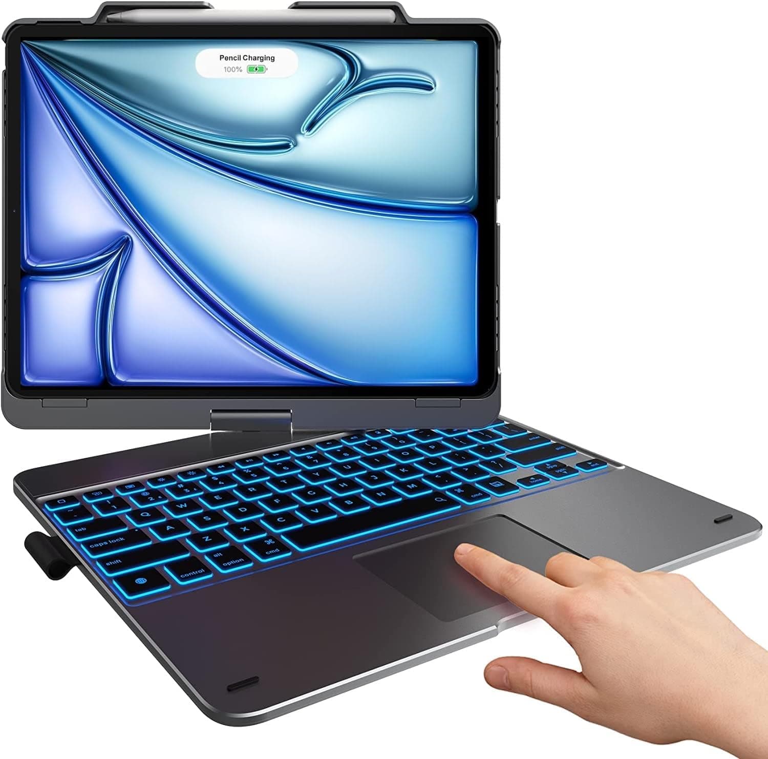 typecase Flexbook Keyboard Case with Touchpad for iPad Pro 12.9 inch 5th Generation / 4th/3rd Generation (2021, 2020, 2018), 10 Colors Backlight, 360 Degree Slim Protective Cover with Stylus Holder