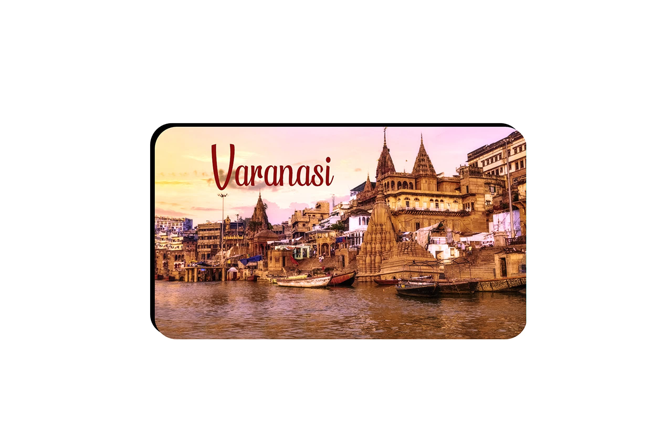 - AVI Rubber Rectangular Fridge Magnet Multicolour Varanasi Ganga River in UP Design RFM00136