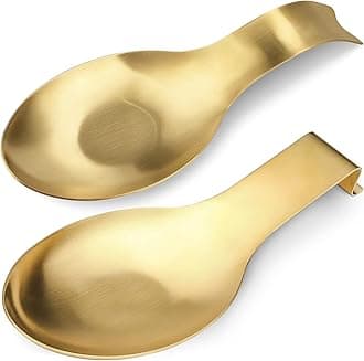VanlonPro Stainless Steel Spoon Rest, Spatula Ladle Holder, Stainless Steel Utensil Spoon Rest Holder, Brushed Finish, Dishwasher Safe 9.8 x 3.7 Inch (Gold + Gold Fish Tail)