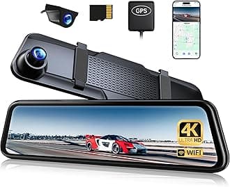 Pelsee Drive Recorder Mirror 4K 8 Million Pixels [2025 New Model, WIFI, Type-C Power] Front and Back Camera 12 Inch Super Large Screen Touch GPS WDR Super Clear Night Vision High Sensitivity Sensor