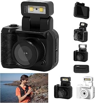 Mini Camera Keychain, Mini Retro Digital Camera,Retro Snap,1080P Hd with LED Flash Light,Nostalgic Photos,Vintage Video Effects,Great Gift Idea, Black