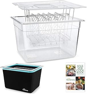 HOMENOTE Container 12 Quart with Lid & Rack and Sleeve - BPA Free Complete Sous Vide Accessories Kit with Cookbook For Anova and Most Sous Vide Cookers