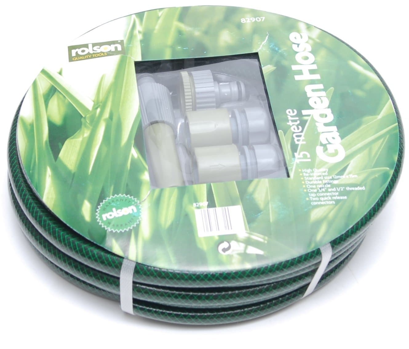 Rolson Quality Tools Ltd 82907 15 m Hose Pipe with Four Connectors