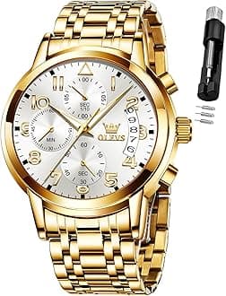 OLEVS Men's Square Analog Quartz Date Stainless Steel Waterproof Luminous Two Tone Wrist Watch