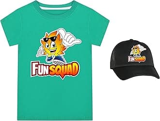Boys Girls Fun Squad Merch T Shirt and Snapback Cap Cotton Tshirt Kids Hat Short Sleeve Unisex Birthday Clothes Gift for Child