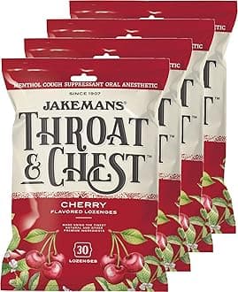 Jakemans Cherry Throat & Chest Lozenges Cough Drops (4 Pack)