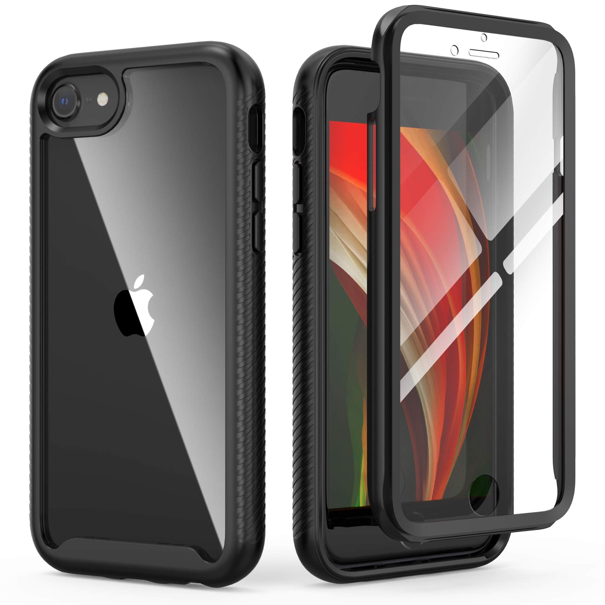 IDweel for iPhone SE 2020 Case,for iPhone 8 & 7 & SE 2022 Case(SE 2nd/3rd),Slim Fit Full-Body Shock Absorption Sturdy Cover with Build in Screen Protector Heavy Duty Shock Resistant Hard Cover,Black