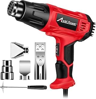 AVID POWER Heat Gun, 1800W Heat Gun for Crafts, Shrink Tubing and Vinyl Wrap, Hot Air Gun with 2-Temp Settings (716℉/1205℉) and 5 Pcs Nozzle Attachments