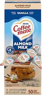 Coffee mate Almond Milk Vanilla Liquid Creamer Singles - Vanilla Almond Milk Flavor - 0.38 fl oz (11 mL) - 50/BoxTub