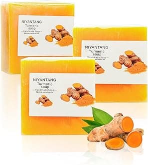 3 PCS Turmeric Soap Bar, Natural Bar Soap for Face & Body, Handmade Tumeric Bar with Coconut Oil, Cleanse Skin, Moisturizing & Soothing Gentle Cleanser for All Skin Types
