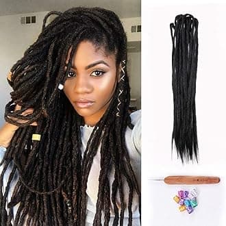 Dsoar Double Ended Dreadlocks Extensions Handmade Synthetic Dreads 20 Inch 10 Strands/Pack Crochet Braiding Hair (40 inch, 1#/Black Color)