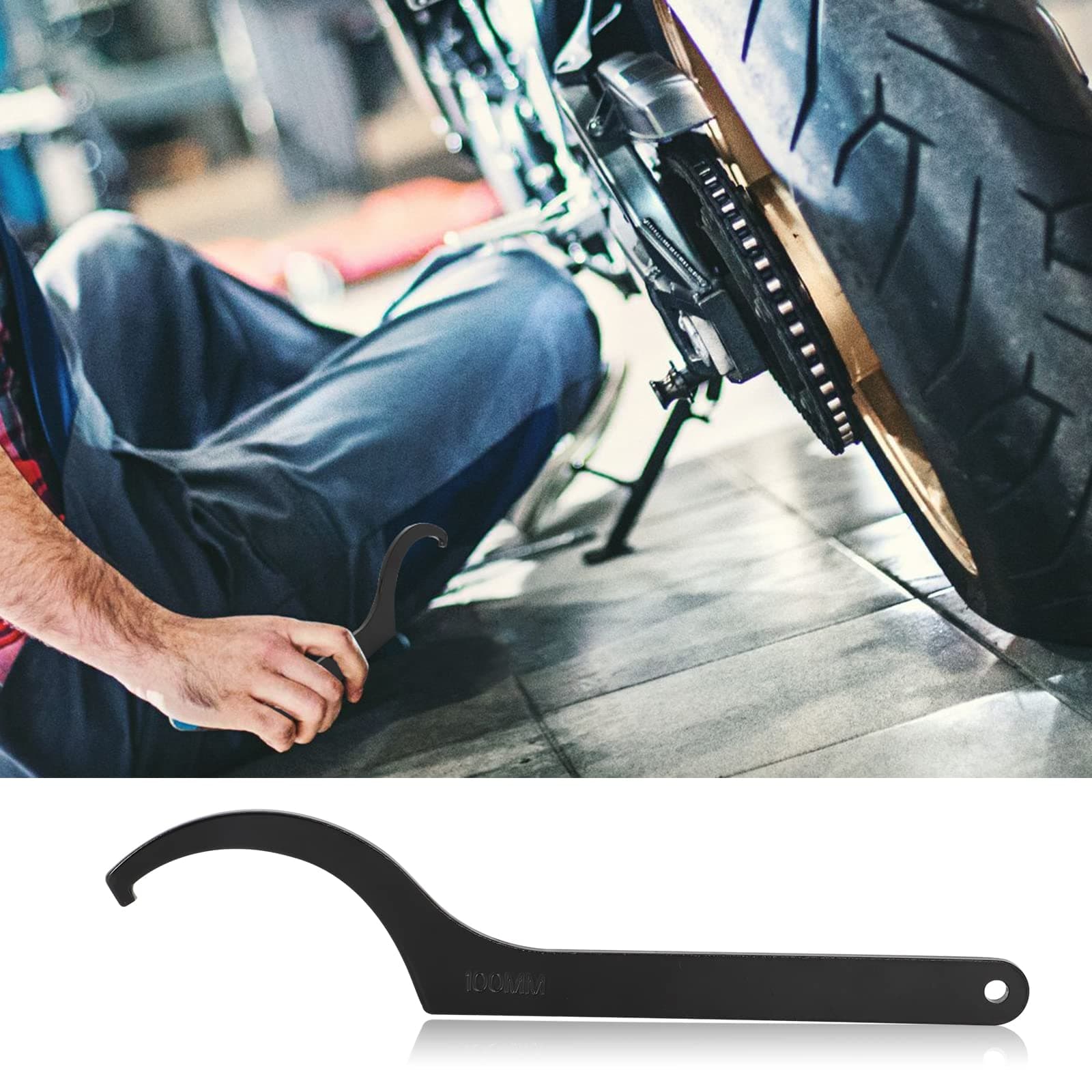 Alpha Rider C Spanner Tool Adjustable Hook Wrench for Ducati 748 848 916 996 1098 1198 1199 1299 V4 Hypermotard 796 821 1100 Monster with Single-Sided Axle Swingarm