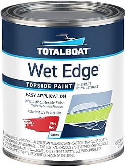 Wet Edge Topside Marine Paint Premium Polyurethane Coating for Boats, RVs, Exterior Trim, Fiberglass, Metal, and Wood (Fire Red, Quart)