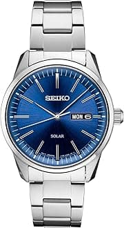 Men's Silver Tone Stainless Steel Blue Dial Watch